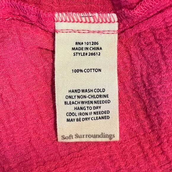 SOFT SURROUNDINGS Siesta Key Tunic Raspberry Daiquiri Pink Blouse Women’s Small - Picture 5 of 5